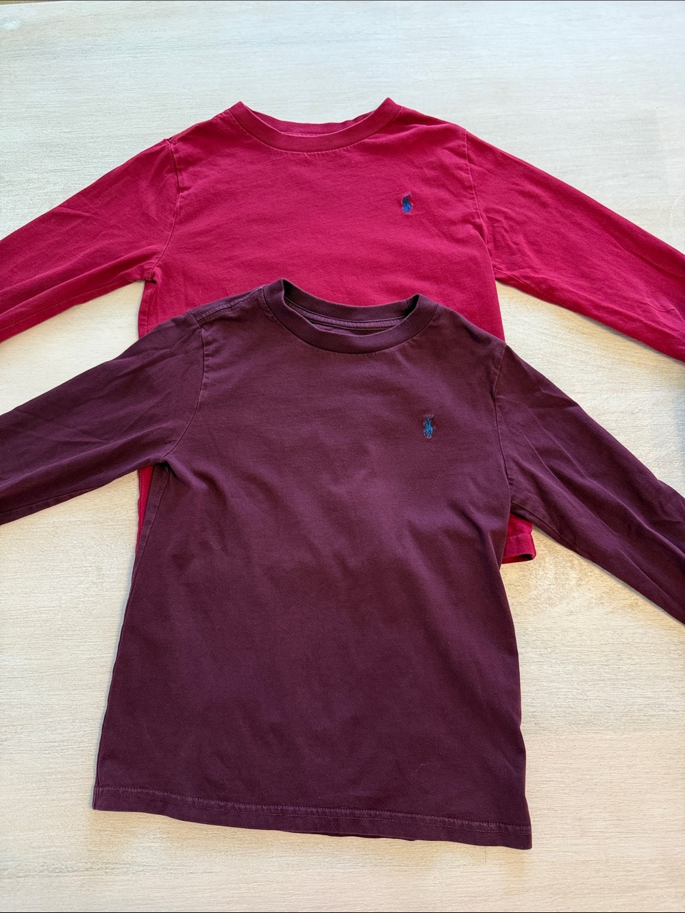 Ralph Lauren Kids Long-Sleeve Crewneck Tees - Red & Burgundy